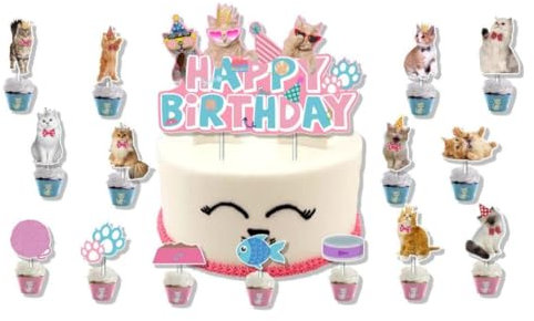 16 stücke Katze Kuchen Topper katze Cupcake Dekoration Katze Party Liefert katze Party Baby Duschen Geburtstag Party katze Thema Party Liefert (cat)