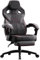 Dowinx PU Leather Gaming Chair with Footrest Large and High Ergonomic with Lumbar Support Wide Computer Chair for Heavy Persons, Black