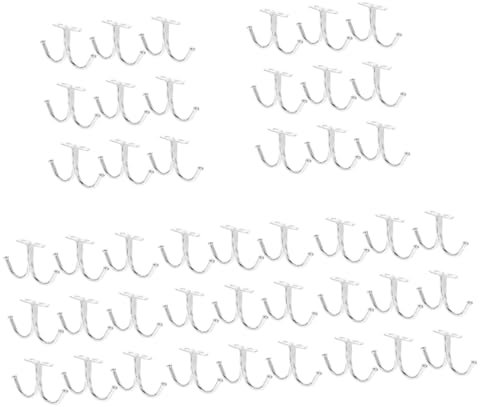 SOLUSTRE 5sets Hook Accessories Bar Adhesive Brick Clear Wall Hooks Garage Swivel Rack Rail Decor Foldable Outdoor Hanging Wire Ceiling Coat Hangers Towel Hook Bathroom Hook White 10pcs*5