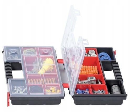 Duo Compartment Storage Tandem Organiser Case Tool Box Adjustable Dividers (Model 4)