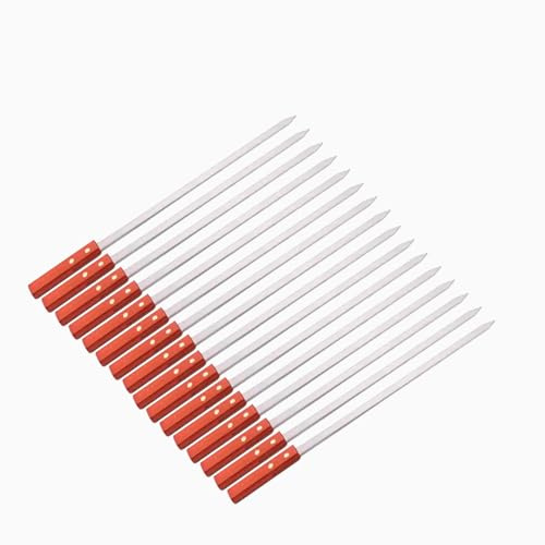 PEBBLE HUG Flat Skewers Wooden Handle, Durable and Rust-Resistant, Comfortable Grip, Perfect for Grilling Meat, Vegetables, Ideal for Outdoor Barbecues, Camping, 40cm, (16 Pcs)