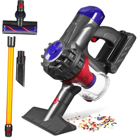 ibasenice Aspirapolvere Giocattolo Interattivo Per Ragazzo Reali Educativo Per Pulizia Include 3 Testine Per Pavimenti e Angoli Facile Da Usare e Divertente