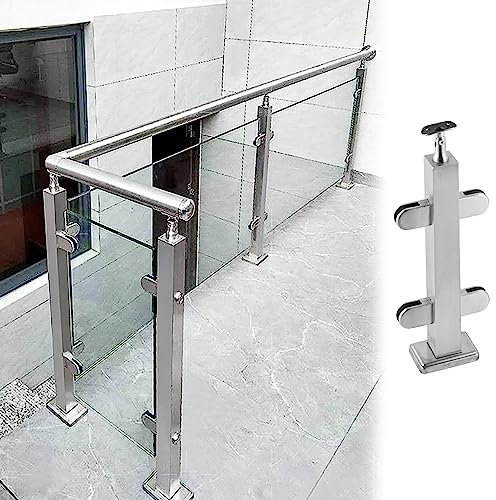 Kit per ringhiera in vetro in acciaio inossidabile 304 per interni ed esterni, corrimano per scale e soppalchi, altezza 70 cm, supporto moderno per recinzione in vetro, design durevole ed elegante