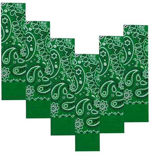 Every-ville Baumwolle Bandana, Halstuch, Paisley, 6er Set, Dunkelgrün