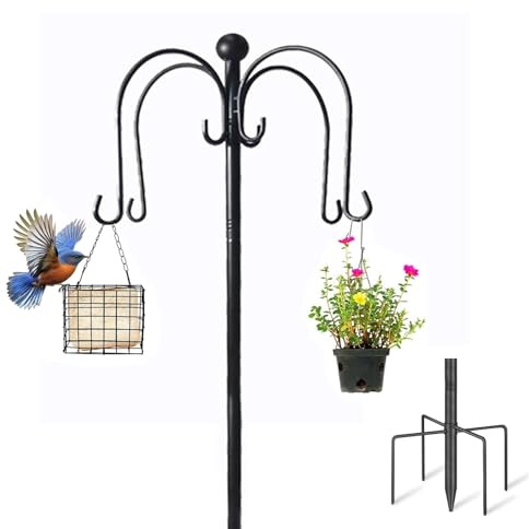Bird Feeders Hanging Station, 88 inch Wild Bird Feeding Station Kit Heavy Duty For Feeders Hanging, Bird Feeding Stations Stand for the Garden Outdoors Shepherds Hooks Crook, 4 Hooks