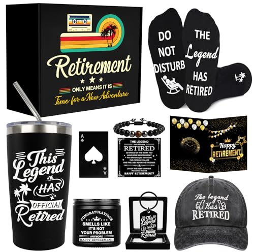 Retirement Gifts for Men 2026, Funny Mens Retirement Gift Basket for Dad | Stainless Steel Tumbler, The Legend Has Retired, Mens Retirement Gift Ideas, Happy Retired Gifts Basket for Dad Grandpa Boss