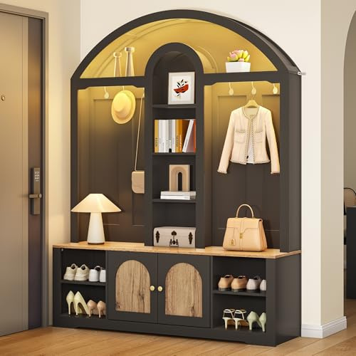 ECLIVON Garderobenset mit LED Lichtleiste und Gewölbedecke, Garderoben Set