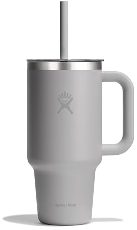 Hydro Flask - Travel Tumbler 710 ml (24 oz) | Transparenter Press-In Strohhalmdeckel – Edelstahl – Doppelte Vakuumisolierung – Spritzfest – Birch