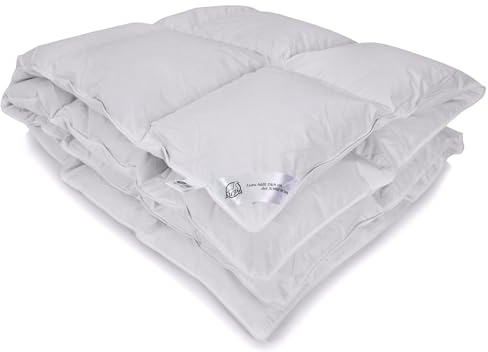 LuPu Daunendecke aus Gänsedaunen 155 x 220 cm - Bettdecke 90/10 Gänsedaunen & Gänsefedern - Ganzjahresdecke - 100% Naturprodukt - Maschinenwaschbar - Atmungsaktiv - 945 g - Weiß