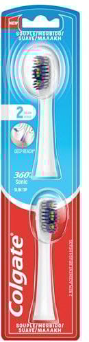 Colgate Ricariche Spazzolino a Batteria 360 Floss Tip, Confezione da due 2 testine con setole morbide e punte fini