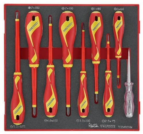 Teng Tools TEDV909N 9 Piece EVA Foam Screwdriver Set 1000V Insulated Flat PH PZ