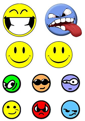 AWS 10 Aufkleber Emoticons Smiles Gefühle aus wasserdichtem Vinyl für Auto Motorrad in 2 Größen Tuning Car Vinyl Smiley (A4 Bogen)
