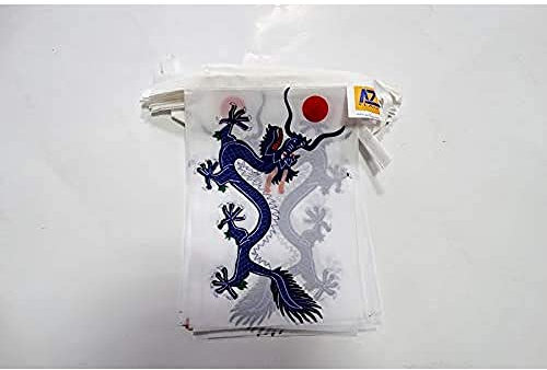 AZ FLAG - Fahnenkette China Qing-Dynastie 1889 6 Meter Mit 20 Flaggen - 21x14 cm - Chinesischer Drache Girlande Flaggenkette 14 x 21 Cm