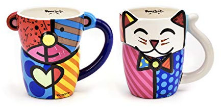 Romero Britto Giftcraft Becher aus Keramik, Mehrfarbig, 2 Stück