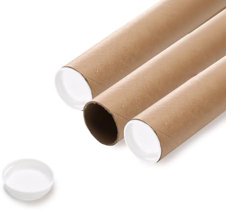 The Boxery Brown/Kraft Shipping, Storage, Posters, Arts, Crafts, Documents, Mailing Tubes 2 inch x 24 inch - 50 PACK, Made in the Usa, Reusable and Recyclable
