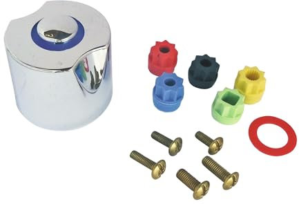 SOMATHERM FOR YOU, Croisillon ABS modèle Aurora pour robinetterie, avec jeu d'entraîneurs et vis inclus, compatible avec toutes les têtes de robinet, couleur gris/argent