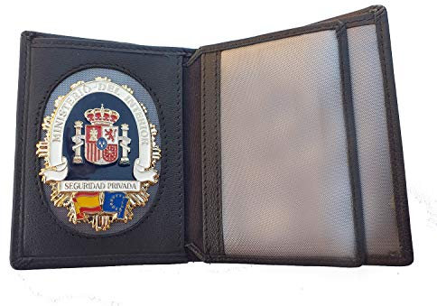 Tiendas LGP - Cartera Portaplaca de Piel- Seguridad Privada, Billetero, Tarjetero, Color Negro