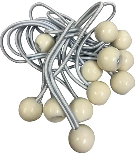 48x Spanngummis, Spanngummi mit Kugel Weiß - Gummispanner - Zeltgummis, für Partyzelt & Anhänger - 17cm Zeltgummi Gummiband mit Kugel für Planenspanner & Zelteinsatz, 4X 12 Stück + 1x Bildmagnet, W