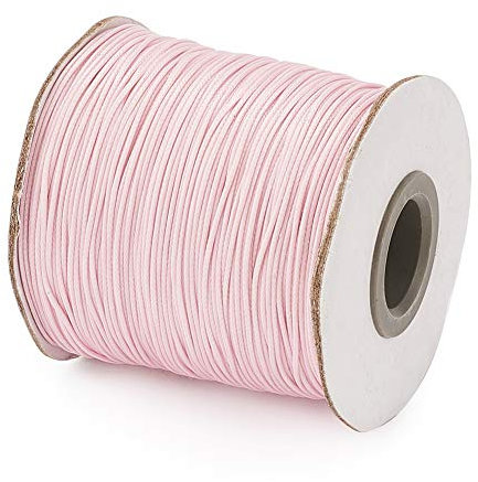 Cheriswely, corda in cotone cerato, lunghezza 0,5 mm, con rocchetto per creazione di gioielli, macramè, rosa perlato