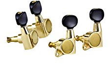 ORTEGA GUITARS Ukulele Stimmmechaniken-Set, Die-Cast, schwarze Knöpfe, gold (OTMUKDC-GO)