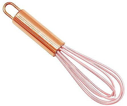 Mini fouet de cuisine en silicone de 15,2 cm avec poignée en acier inoxydable - Pour battre les œufs - Rose