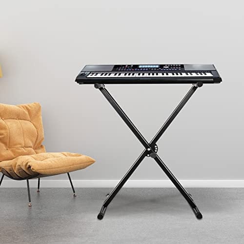 ColdShine Keyboardständer Doppelstrebig Tastaturablage verstellbar 61 cm bis 98 cm Klappbar Zerlegbar Stabil mit Sicherungslaschen