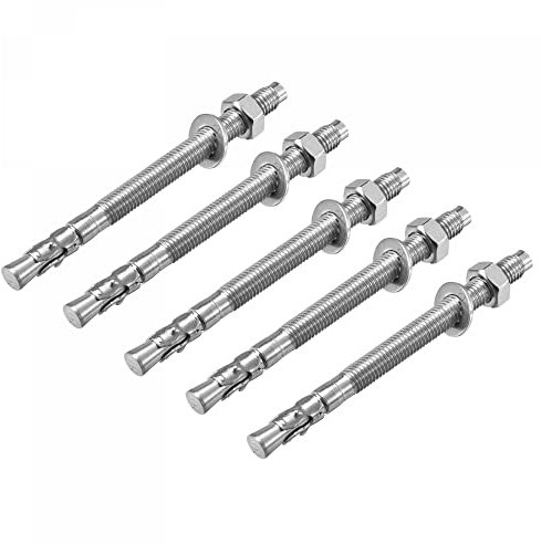 sourcing map M10x130mm 304 Inoxidable Acero Expansión Perno Tornillo para Concreto 5uds