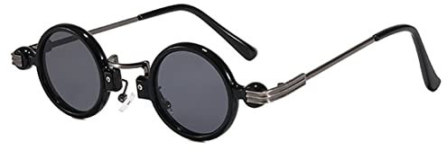OGOBVCK Kleine Runde Steampunk Sonnenbrille Metallrahmen Ultra-Small Frame Sonnenbrillen Hippie Gläser Brille UV400 Schutz Partybrille (GunGrey)