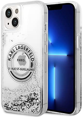 Karl Lagerfeld KLHCP14SLCRSGRS Hülle für iPhone 14 6,1 Silber hardcase Liquid Glitter RSG