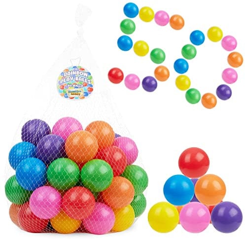 KreativeKraft Bällebad Kinder - rutschfeste Bunte Spielbälle - Multipack von 50/100/200/300/400 zu Wahlen Baby Plastikbälle - Mehrfarbig Non Toxic Bruchfeste Pitbälle (Mehrfarbig-50 Stücke)