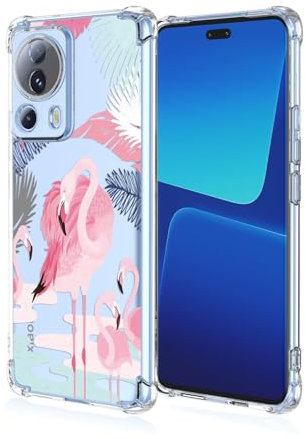 Topme Hülle für Xiaomi MI 13 Lite (6.55 Inches), Handyhülle aus Weichem TPU Silikon, Transparent, mit Gemaltem Muster - Flamingo 2