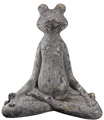 GILDE Frosch Yoga anthrazitfarben mit antikfinish für den Außenbereich geeignet H: 34 cm B: 31 cm T: 16 cm 37631