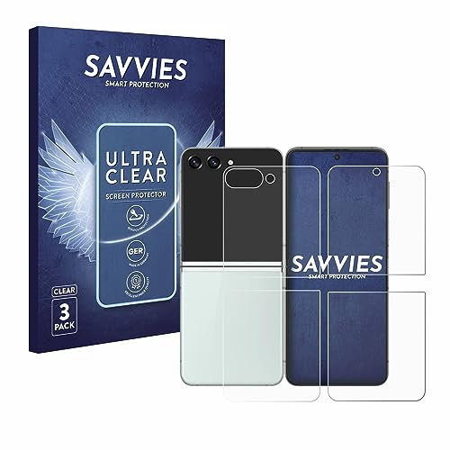 savvies Protection Ecran pour Samsung Galaxy Z Flip 5 (Avant+Arrière) (6 Pièces) - Film Protection Ultra Clair