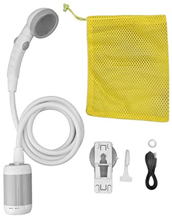 JUOPZKENN Juego de Ducha Portátil, Ducha Al Aire Libre para Acampar, Ducha Eléctrica para Acampar, Bomba de Ducha Eléctrica con Batería de 3 Engranajes para Uso en Exteriores(Gris-Plata)