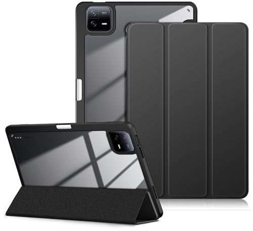 DINGGUAGUA Hülle für Xiaomi Mi Pad 6/Mi Pad 6 Pro 11 Zoll 2023 Tablet,Stifthalter - Stoßfeste Schutzhülle mit transparenter Hartschale auf der Rückseite,Schwarz