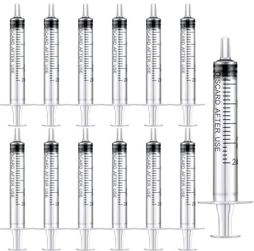 12 Pack 2.5ml Plastic Syringes, Measuring Syringe Small Liquid Syringe No Needle Individually Sealed for Scientific Labs Experiment, Refilling Liquids, Pet Feeding, Oil or Glue Applicator