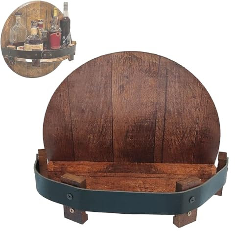 For Whiskey Barrel Shelf Wooden, Wall Mounted Wooden Drink Bottle Display Shelf, Vintage Round Wine Shelf, Beverage Bottles - Kitchen Sink & Kitchen Home Decor.