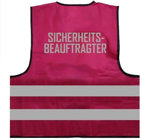 Sicherheitsbeauftragter 2-Zeilig Warnweste BZW. Signalweste mit reflektierendem Aufdruck - Größe S/M, Magenta