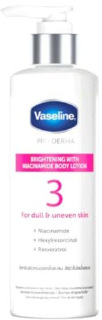 Vaseline Pro Derma Brightening With Niacinamide Body Lotion, 3 for Dull & Uneven skin with Niacinamide, Hexylresorcinol and Vitamin C, 95ML