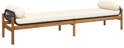 vidaXL Gartenbank mit Kissen, Outdoor Bank mit abnehmbarem waschbarem Bezug, Sitzbank für den Außenbereich, Terrassenbank Gartenmöbel, Schwarz Poly Rattan Akazie