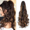 Cybelleza Clip in Ponytail Extensions Zopf Haarteil 45cm Claw Pferdeschwanz Haarverlängerung wie Echthaar Gewellt Lockig Kunsthaare Lang Haar Hitzebeständig, Mittelbraun & Dunkelblond