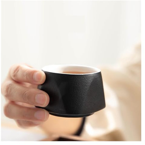 Taza de té de cerámica Negra, Taza de té de 60ml, Juego de té de cerámica para el hogar, Taza de degustación Personalizada, Taza Individual Maestra, Taza de Agua