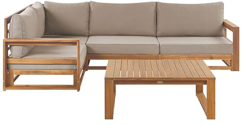 Lounge Set rechtsseitig zertifiziertes Akazienholz hellbraun Timor II
