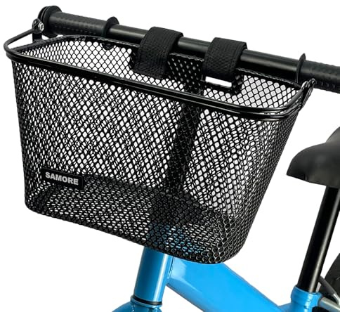 SAMORE Kids Bike Basket with Handle Black Bike Baskets for Children