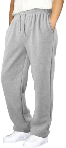Jogginghose Herren Breite Baggy Sweatpants Baumwolle Elastische Taille Jogging Hose Weites Bein Sporthose Lang Sweat Pants Men Winter Warme Männer Sweathose Mit Taschen 2024 Silber M