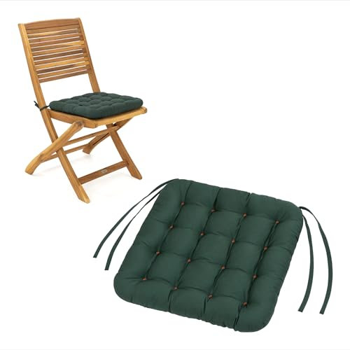 HAVE A SEAT Living - Sitzkissen Outdoor 40x40 (2 St.) - Bequeme Gartenstuhlauflagen - Wetterfest, Waschbar bis 95°C, Orthopädisch - Made in Germany (2er Set - 40x40 cm, Moosgrün)