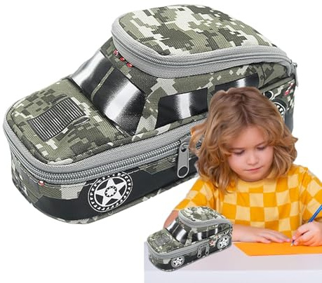 Federmäppchen für Kinder in, große Kapazität, Camouflage-Muster, multifunktional, in, stylisches Mäppchen mit Reißverschluss, grau, Consulte la descripción, Siehe Beschreibung