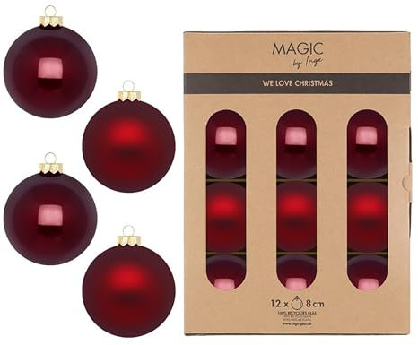 Weihnachtskugeln Glas 8cm 12 Stück - matt & glänzend - Christbaumkugeln Weihnachtsbaumkugeln für Weihnachten - Christbaumschmuck & Weihnachtsbaumschmuck - Smooth Port