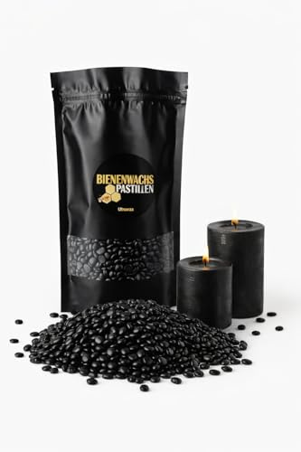 Ubswax Bienenwachs Pastillen Farbig – Für Kerzen DIY & Basteln – Wachspellets zum Schmelzen – Einfache Anwendung (Schwarz, 500g)