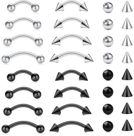 NIUSIMAN Eyebrow Piercing Jewelry Surgical Steel Curved Barbell Tiny Eyebrow Ring Vertical Labret Lip Jewelry Ear Rook Helix Conch Daith For Women Men 16g 6mm/8mm/10mm/12mm